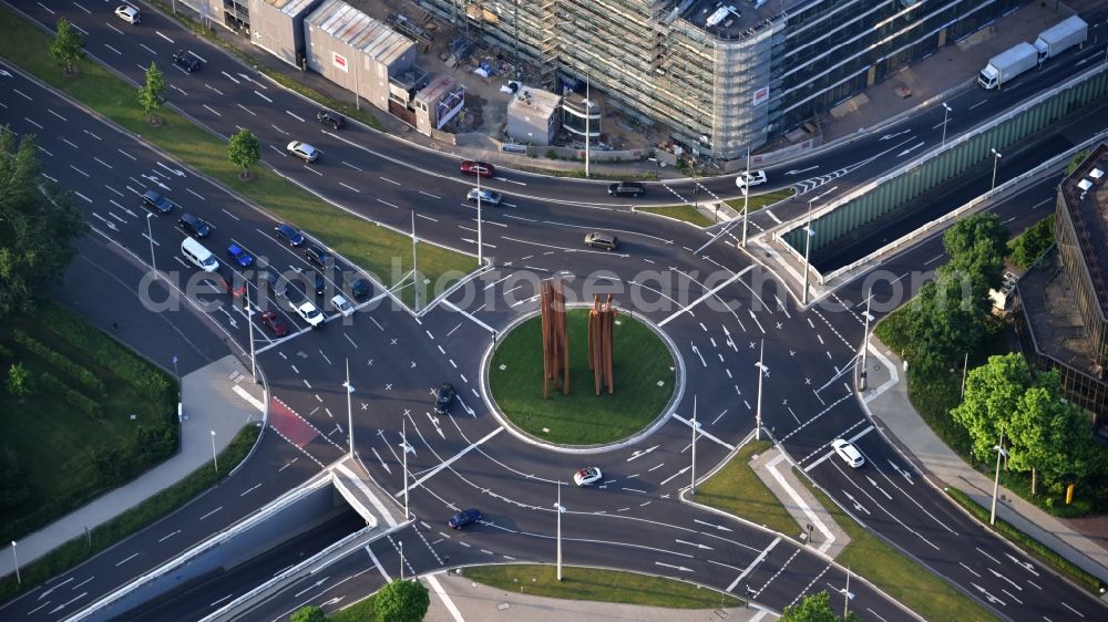 Bonn from the bird's eye view: Roundabout on the Friedrich-Ebert-Allee in Bonn in the state North Rhine-Westphalia, Germany