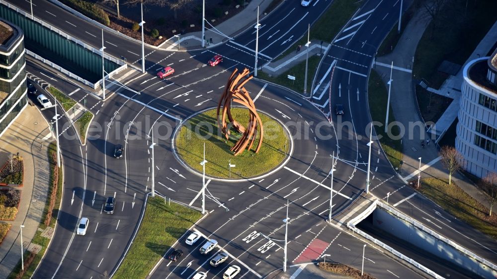 Bonn from above - Roundabout on the Friedrich-Ebert-Allee in Bonn in the state North Rhine-Westphalia, Germany