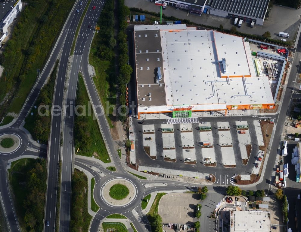 Göttingen from above - Traffic management of the roundabout in Goettingen in the state Lower Saxony