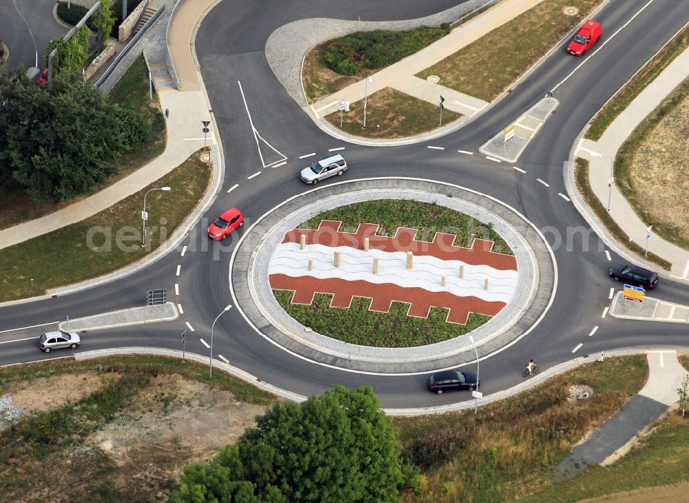 Worbis from above - Roundabout traffic at Querstrasse in Worbis in Thuringia