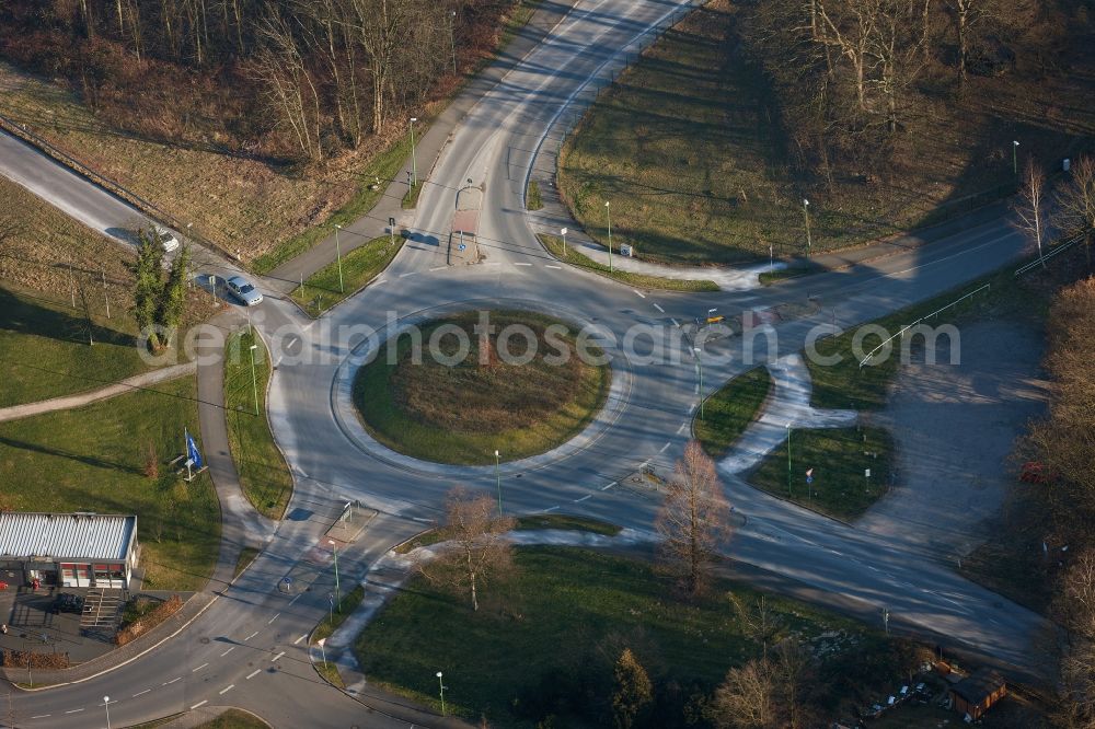 Essen from the bird's eye view: View of a roundabout in the district of Kupferdreh in Essen in the state North Rhine-Westphalia