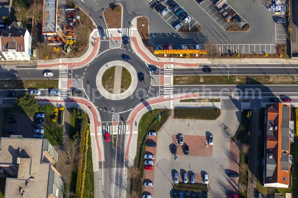 Aerial image Herne - Traffic management of the roundabout road in Herne in the state North Rhine-Westphalia