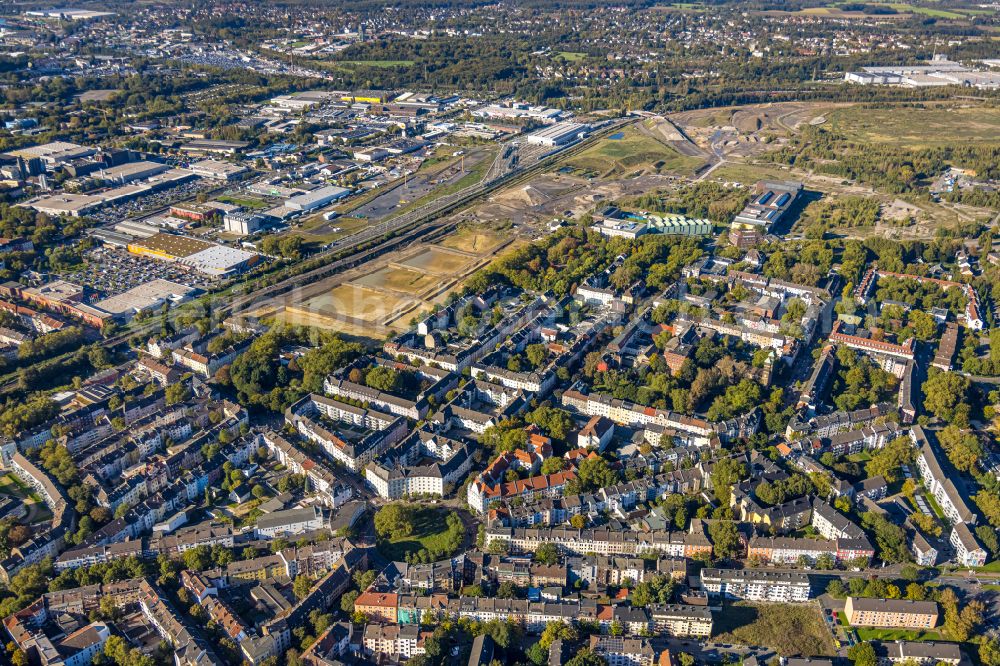 Dortmund from the bird's eye view: Traffic management of the roundabout road Borsigplatz in Dortmund in the state North Rhine-Westphalia