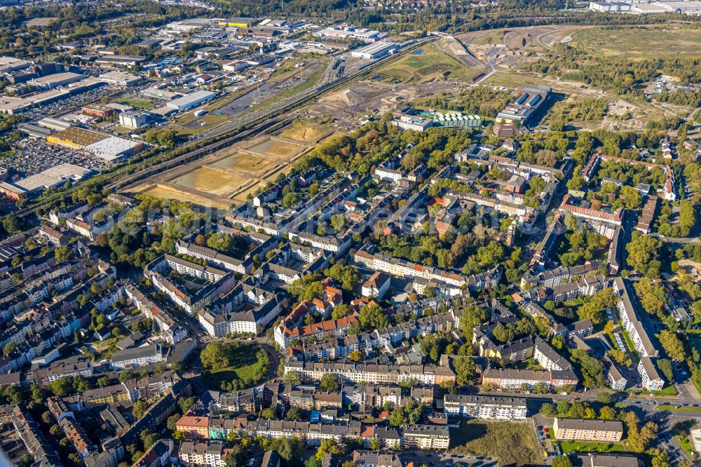 Aerial image Dortmund - Traffic management of the roundabout road Borsigplatz in Dortmund in the state North Rhine-Westphalia