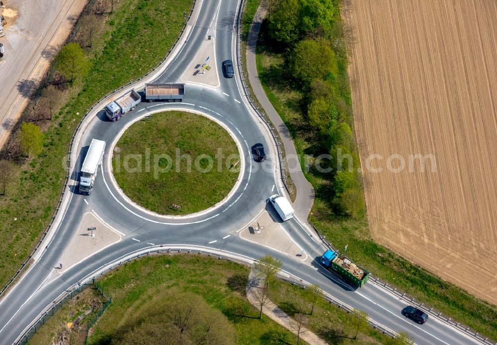 Brilon from the bird's eye view: Traffic management of the roundabout road B7 - B251 in Brilon in the state North Rhine-Westphalia