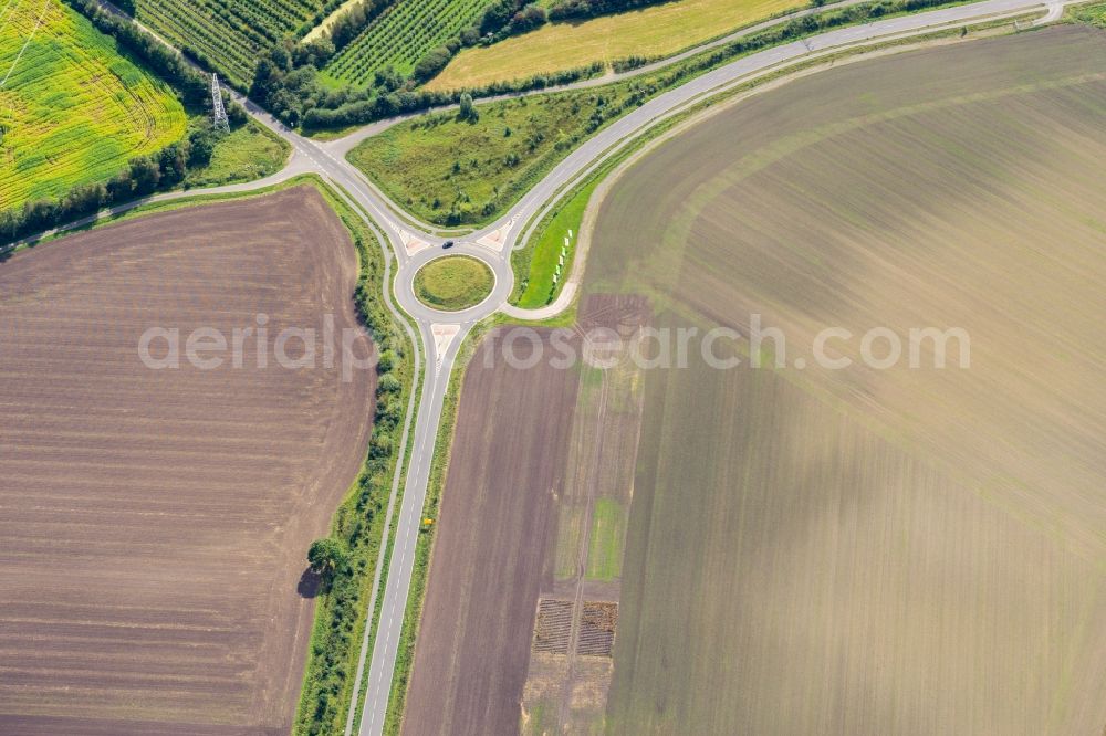 Aerial photograph Agathenburg - Traffic management of the roundabout road Buxtehuder Starsse in Agathenburg in the state Lower Saxony, Germany