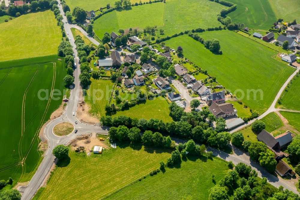 Aerial photograph Breckerfeld - Traffic management of the roundabout road Deller Strasse to the L528 in Breckerfeld in the state North Rhine-Westphalia, Germany