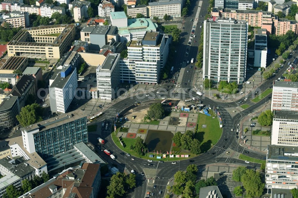 Berlin from above - Traffic management of the roundabout road Ernst-Reuter-Platz in the district Charlottenburg-Wilmersdorf in Berlin, Germany