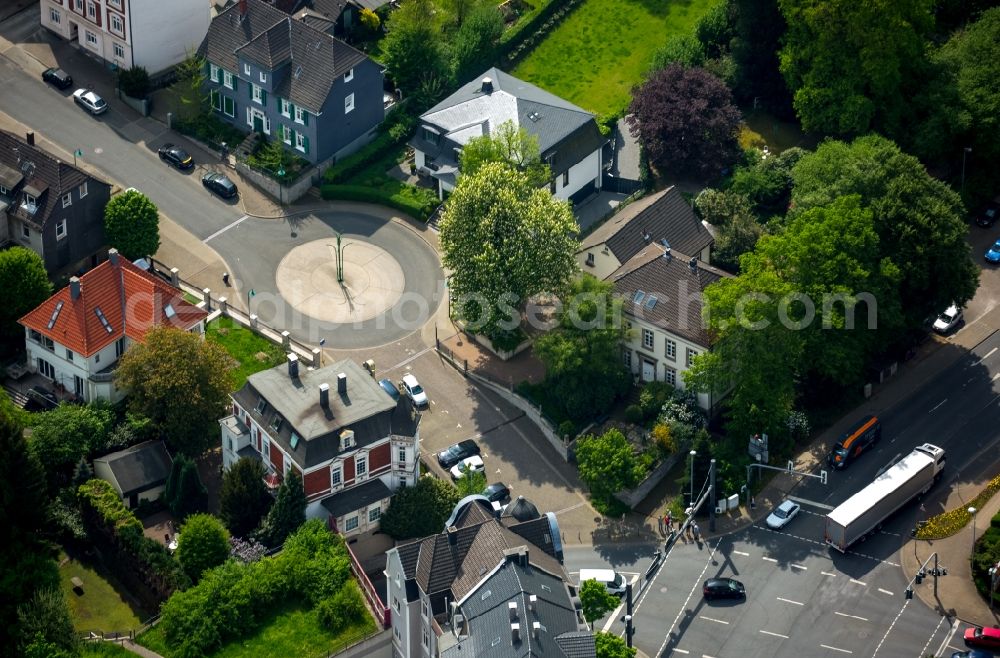 Gevelsberg from above - Traffic management of the roundabout road in the Elberfelder street in Gevelsberg in the state North Rhine-Westphalia