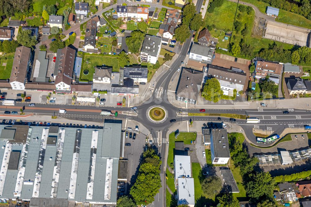 Aerial photograph Gevelsberg - Traffic management of the roundabout road on Hagener Strasse in Gevelsberg in the state North Rhine-Westphalia, Germany