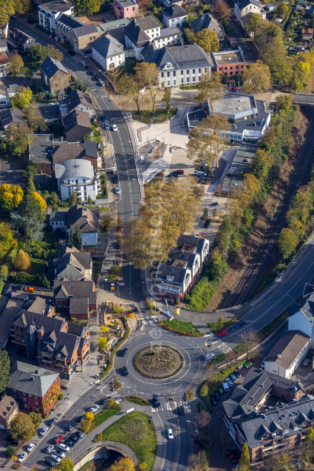 Aerial photograph Wetter (Ruhr) - traffic management of the roundabout road on Kaiserstrasse - Friedrichstrasse - Ruhrstrasse in Wetter (Ruhr) in the state North Rhine-Westphalia, Germany