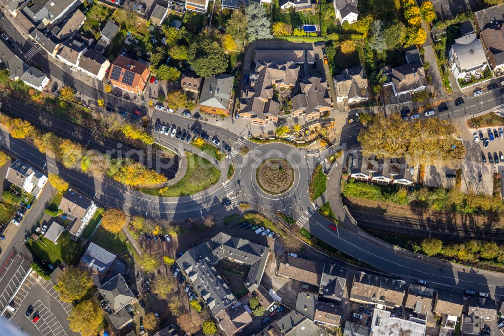 Wetter (Ruhr) from above - Traffic management of the roundabout road on Kaiserstrasse - Friedrichstrasse - Ruhrstrasse in Wetter (Ruhr) in the state North Rhine-Westphalia, Germany