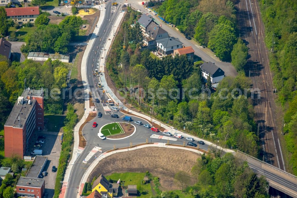 Hamm from above - Traffic management of the roundabout road Kamener Strasse corner Kleine Werlstrasse in Hamm in the state North Rhine-Westphalia, Germany