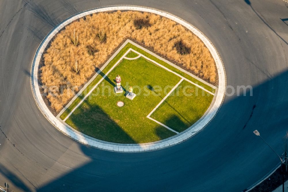 Aerial image Hamm - Traffic management of the roundabout road Kamener Strasse - Kleine Werlstrasse in the district Pelkum in Hamm in the state North Rhine-Westphalia, Germany