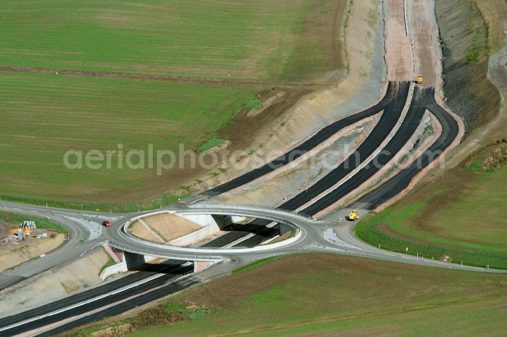 Aerial photograph Trebnitz - Traffic management of the roundabout road L1079 in Gera in the state Thuringia