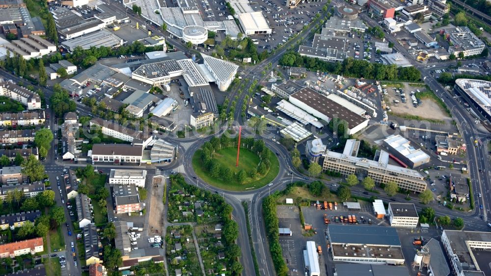 Aerial photograph Bonn - Traffic management of the roundabout road Potsdamer Platz in Bonn in the state North Rhine-Westphalia, Germany