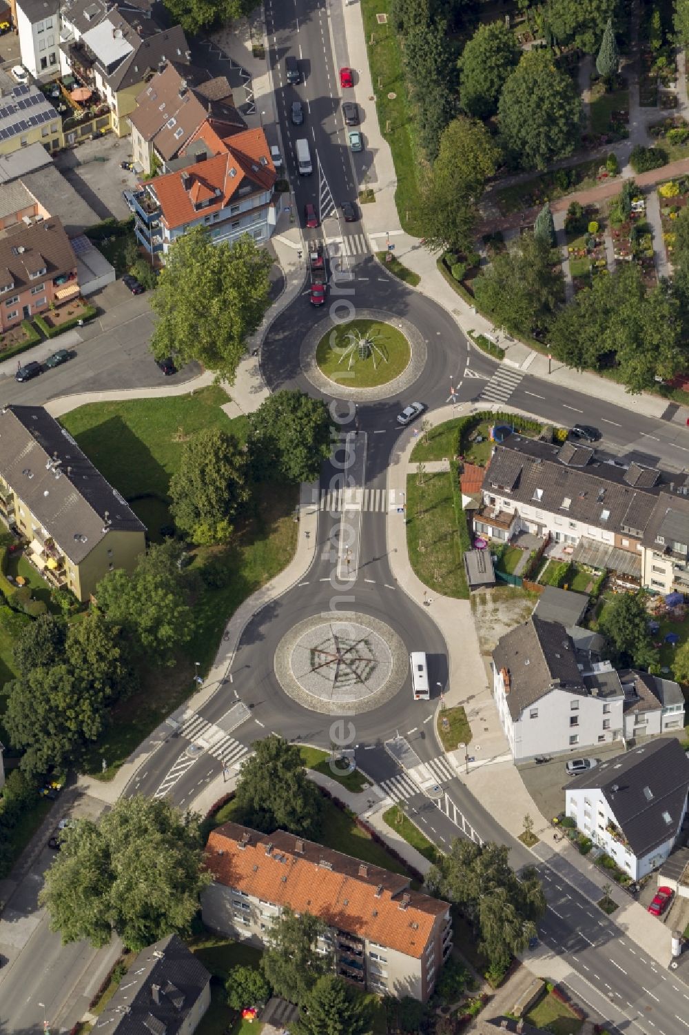 Dortmund from the bird's eye view: View of the roundabout in the intersection area Schaphusstraße / Mengeder Straße