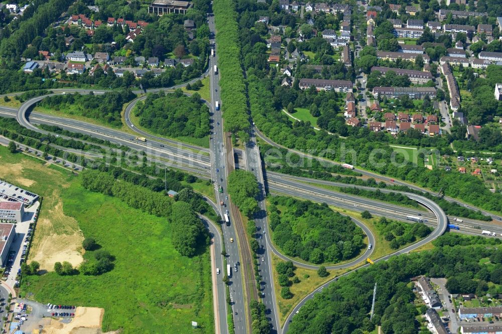 Kamen from above - Cross City East crown on the highway Westfalendamm to B1 federal road B236 in Dortmund in North Rhine-Westphalia