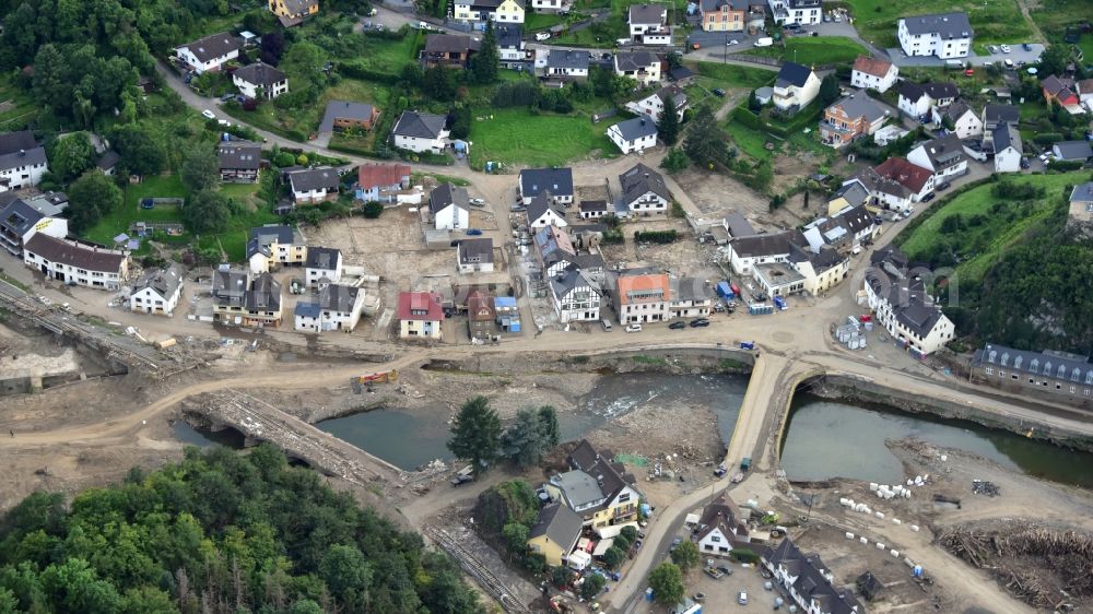 Altenahr from the bird's eye view: Kreuzberg (Ahr) after the flood disaster this year in the state Rhineland-Palatinate, Germany