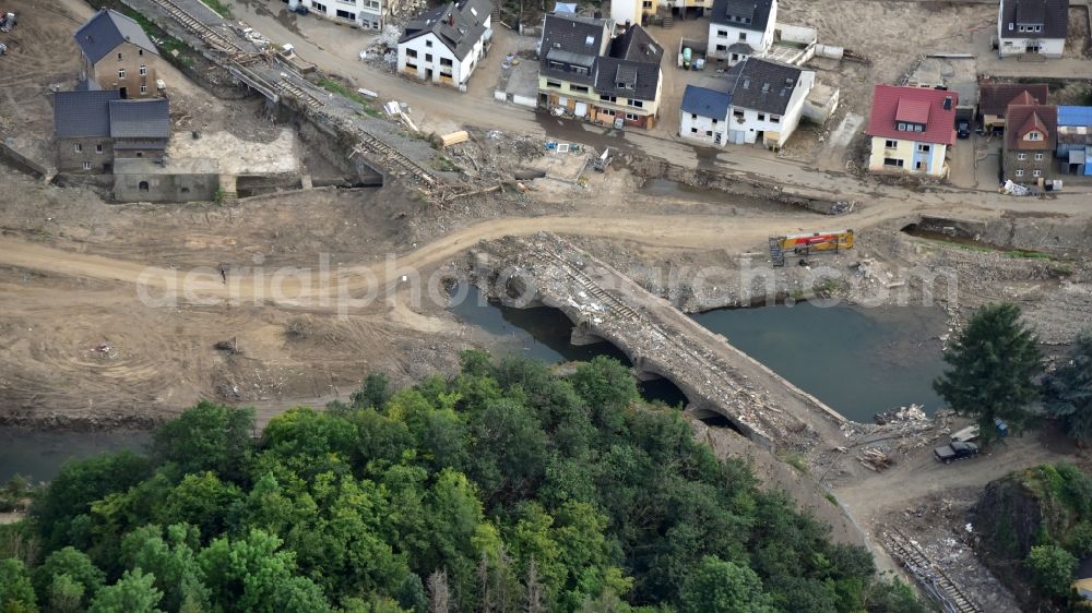 Aerial image Altenahr - Kreuzberg (Ahr) after the flood disaster this year in the state Rhineland-Palatinate, Germany