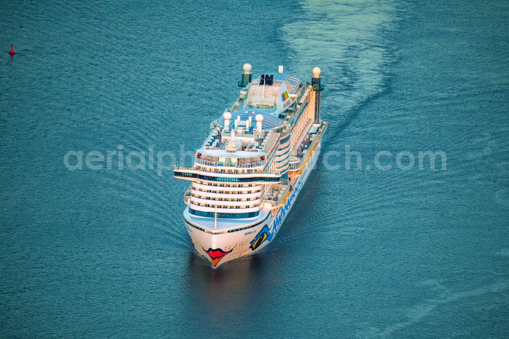 Aerial photograph Glückstadt - Cruise ship Aida Prima on the Elbe at Glueckstadt, Germany