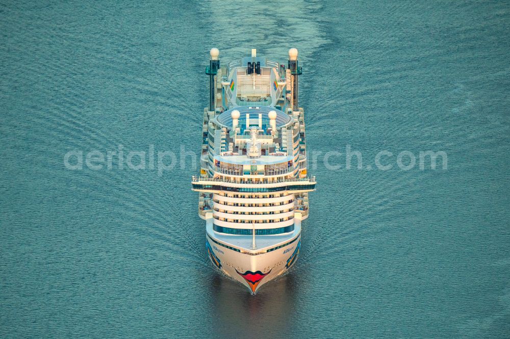 Aerial photograph Glückstadt - Cruise ship Aida Prima on the Elbe at Glueckstadt, Germany