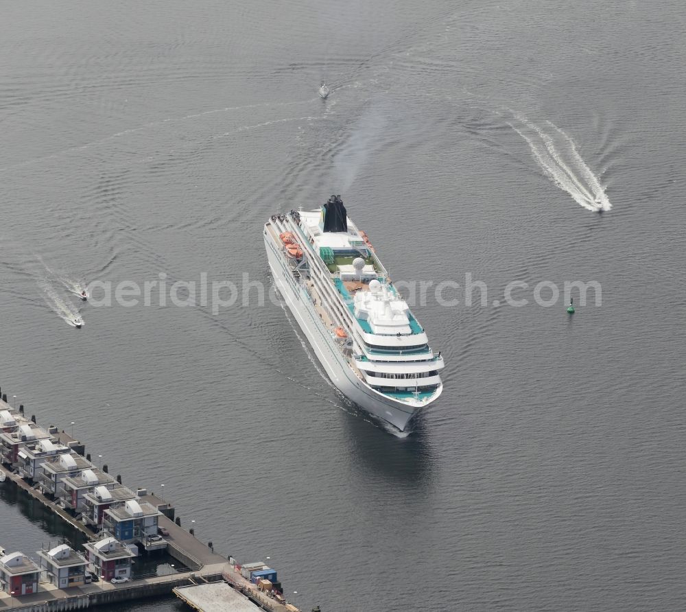 Flensburg from the bird's eye view: Cruise ship Amadea in Flensburg in Schleswig-Holstein