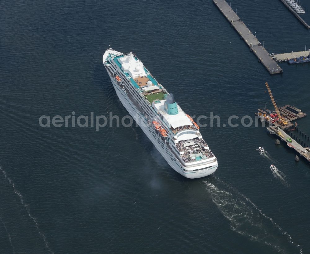 Aerial image Flensburg - Cruise ship Amadea in Flensburg in Schleswig-Holstein