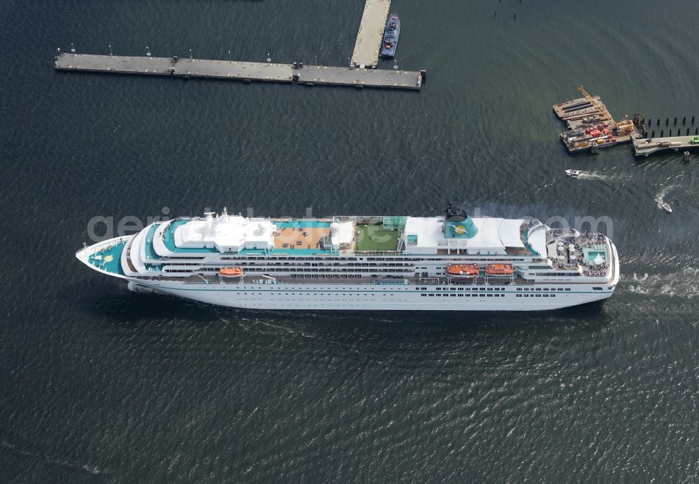 Aerial photograph Flensburg - Cruise ship Amadea in Flensburg in Schleswig-Holstein