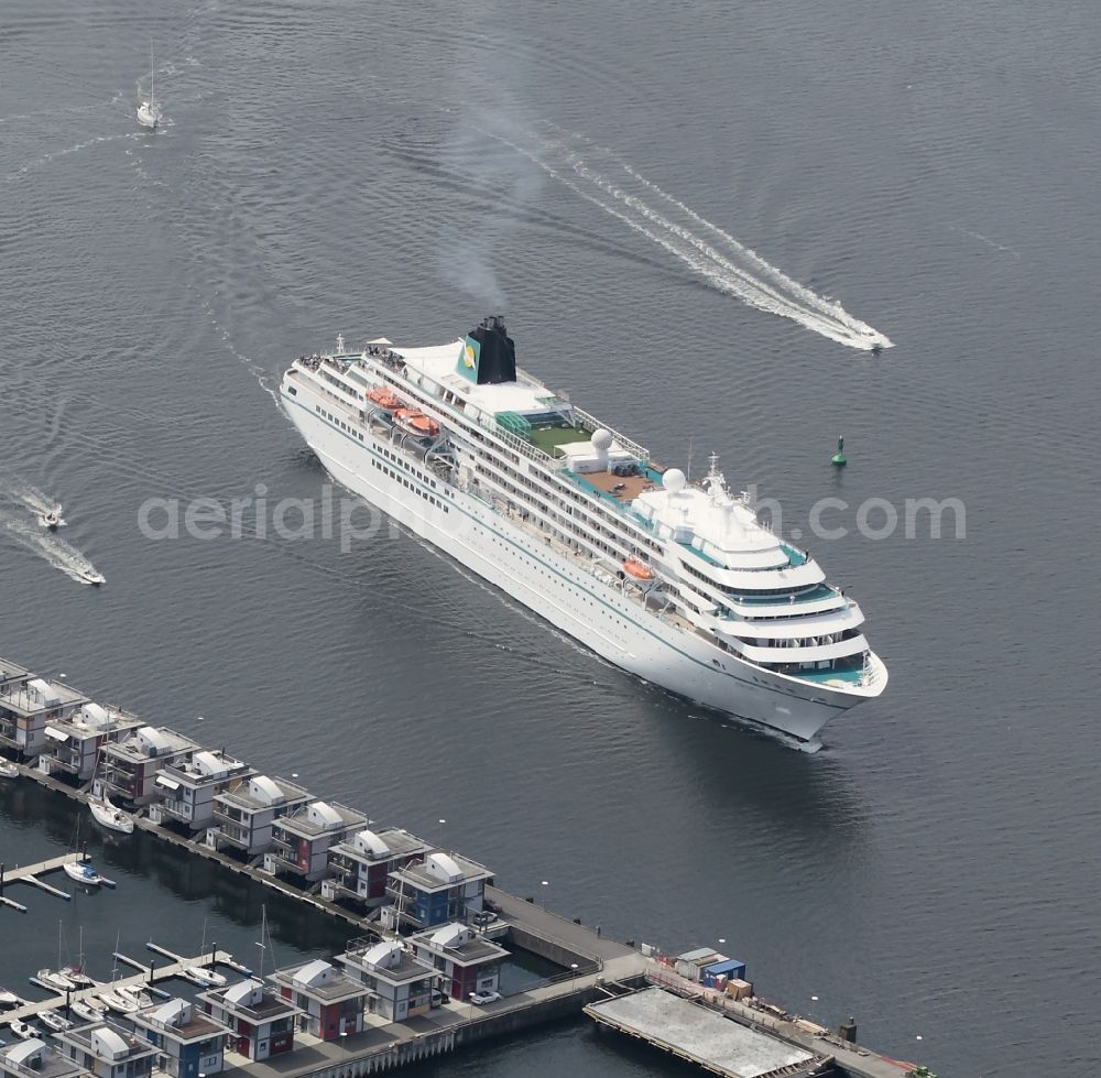 Aerial photograph Flensburg - Cruise ship Amadea in Flensburg in Schleswig-Holstein