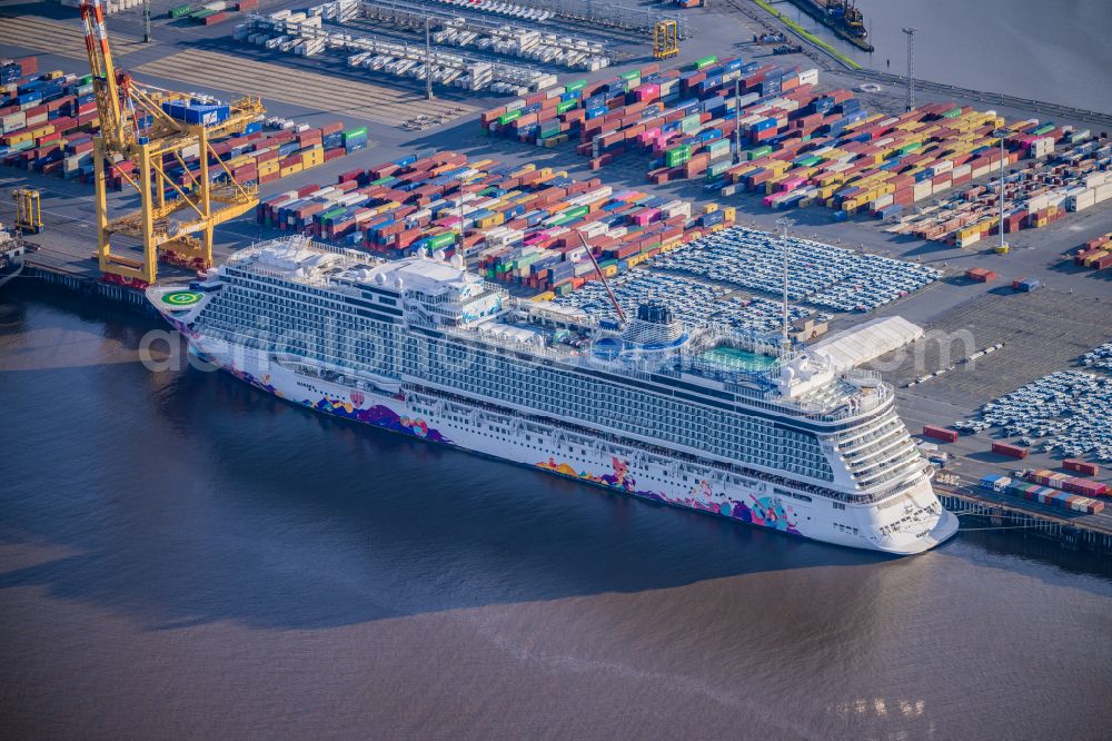 Aerial image Bremerhaven - Cruise and passenger ship Aroya Valetta in Bremerhaven in the state Bremen, Germany