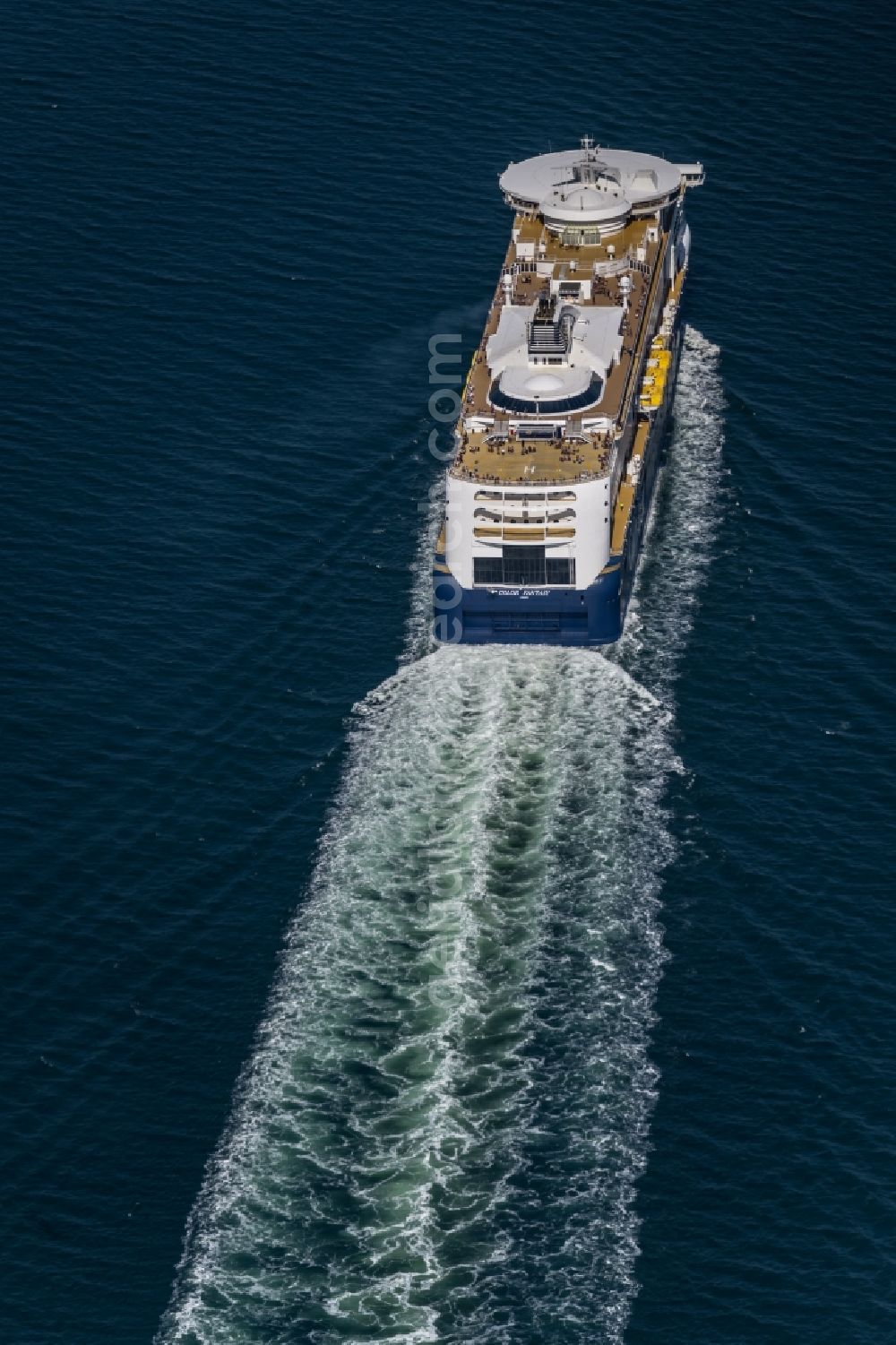 Aerial image Strande - Cruise and passenger ship Color Fantasy operating on the baltic sea in Strande in the state Schleswig-Holstein, Germany