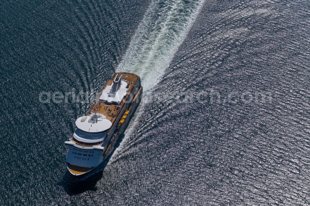 Strande from the bird's eye view: Cruise and passenger ship Color Fantasy operating on the baltic sea in Strande in the state Schleswig-Holstein, Germany