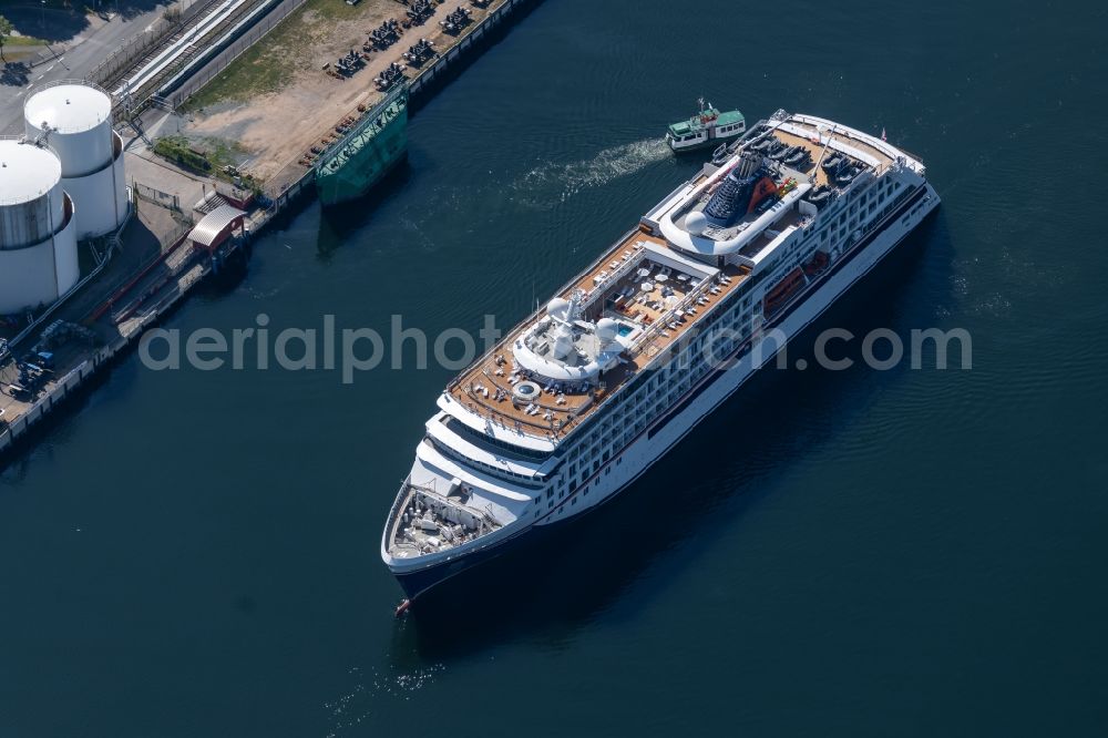 Kiel from above - Cruise and passenger ship Hanseatic Inspiration in Kiel in the state Schleswig-Holstein, Germany