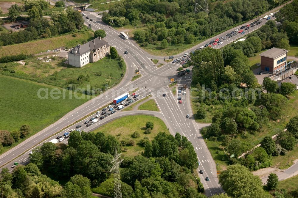 Bottrop from above - View of the crossroads of the federal highway 224 and the road 633 in Bottrop in the state North Rhine-Westphalia