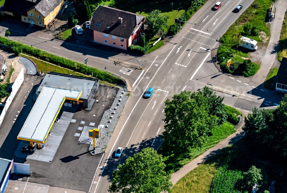 Ettenheim from above - Road over the crossroads Bundestrasse 3 in Ettenheim in the state Baden-Wuerttemberg, Germany