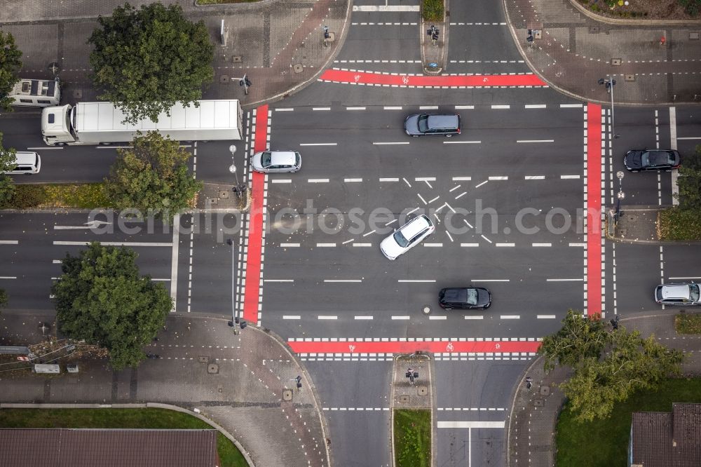 Aerial image Dortmund - Road over the crossroads Markgrafenstrasse - Ruhrallee in Dortmund at Ruhrgebiet in the state North Rhine-Westphalia, Germany