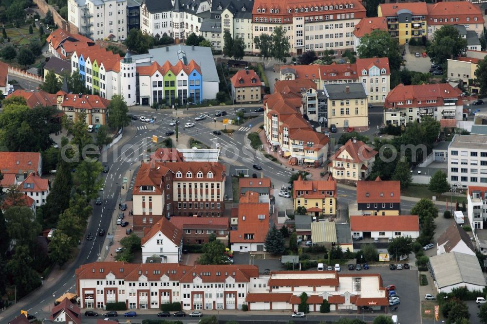 Aerial image Heilbad Heiligenstadt - Intersection of the streets Petristraße and Liesebuehl with inter alia Villa Lampe in Heilbad Heiligenstadt in Thuringia