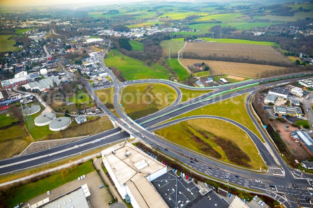 Aerial photograph Velbert - Road over the crossroads B227 to the Velberter Strasse in Velbert in the state North Rhine-Westphalia, Germany