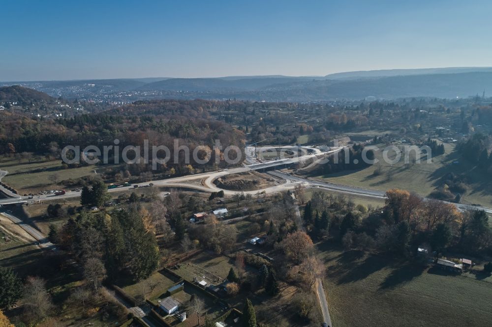 Aerial photograph Pforzheim - Construction site to remodel the course of the intersection Dietlinger Strasse - Westtangente in Pforzheim in the state Baden-Wuerttemberg, Germany