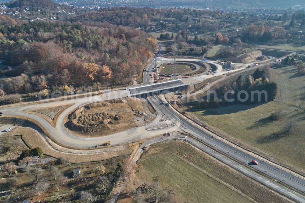 Aerial photograph Pforzheim - Construction site to remodel the course of the intersection Dietlinger Strasse - Westtangente in Pforzheim in the state Baden-Wuerttemberg, Germany