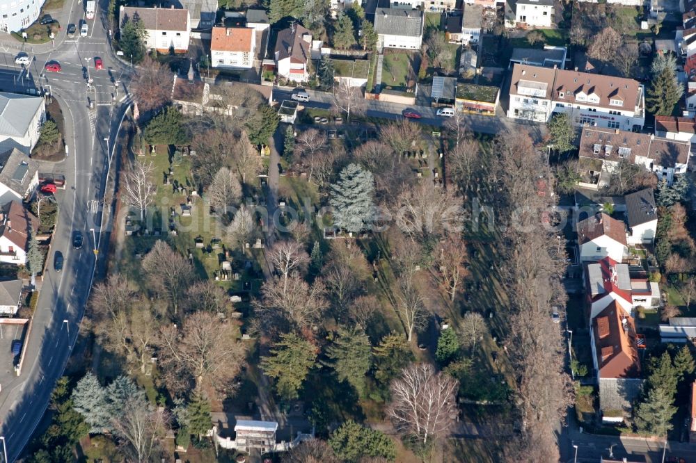 Mainz Weisenau from above - War Memorial and Cemetery on Heiligkreuzweg in Weisenau district in Mainz in Rhineland-Palatinate