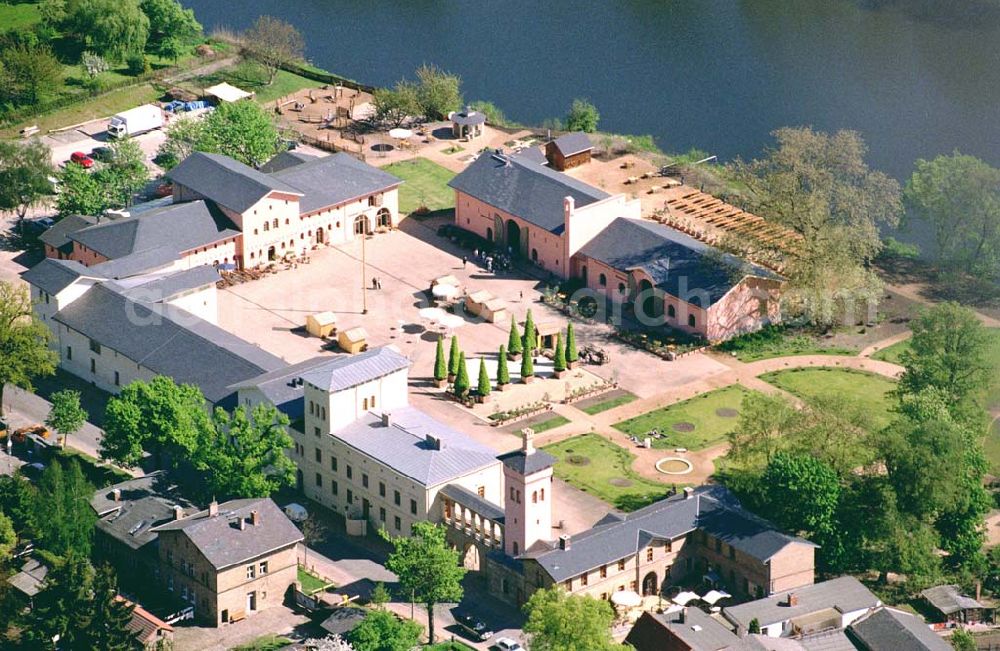 Potsdam / Brandenburg from the bird's eye view: Krongut Bornstedt in Potsdam (ehem. Kaiserliches Mustergut Friedrich III.) Datum: 05.05.03 Krongut Bornstedt Parkgesellschaft mbH Ribbeckstr. 6-7 14469 Potsdam 01805-5766488 (0,12 EURO/ Min. aus dem Netz der Dt. Telekom) info@krongut-bornstedt.de