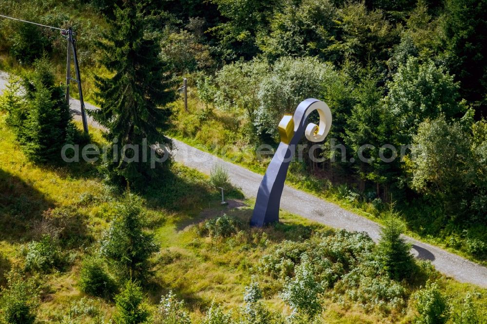 Schmallenberg from above - Crook on forest sculptures away Schmallenberg in the state of North Rhine-Westphalia