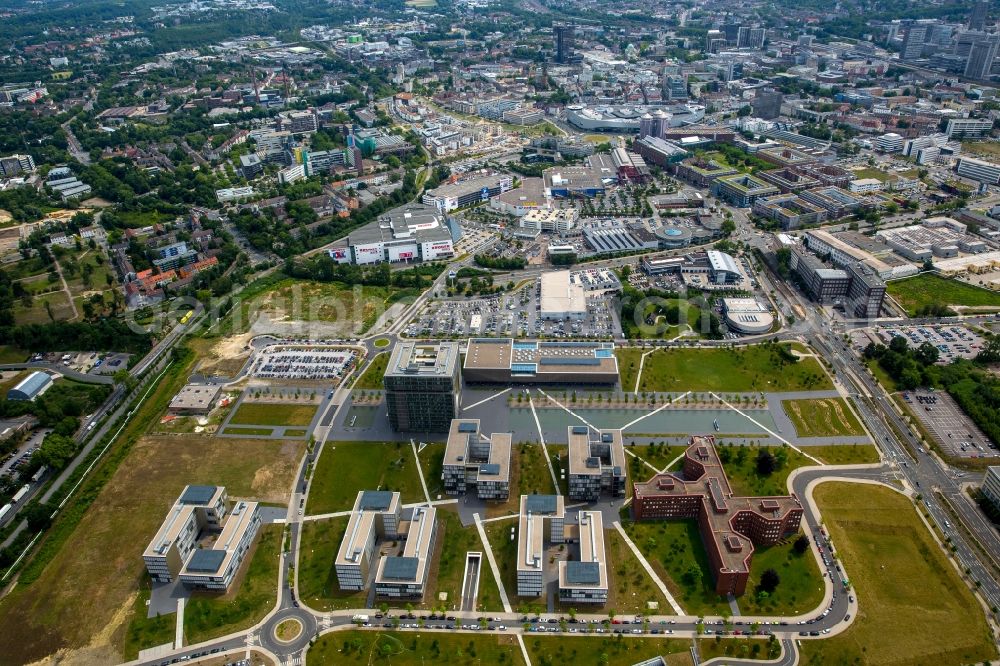 Aerial photograph Essen - The Krupp-Guertel is an urban project, at the Altendorfer street corner Berthold-Beitz-Boulevard in the district Westviertel in Essen in the state North Rhine-Westphalia. The new buildings were erected on the largely untapped area of the former Kruppschen Gussstahlfabrik and are currently the headquarters of ThyssenKrupp AG