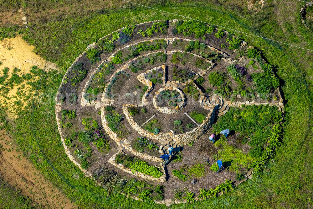 Aerial photograph Witten - Herbal spiral on a meadow on the street Klevinghaushof in the Stockum district in Witten in the Ruhr area in the state North Rhine-Westphalia, Germany