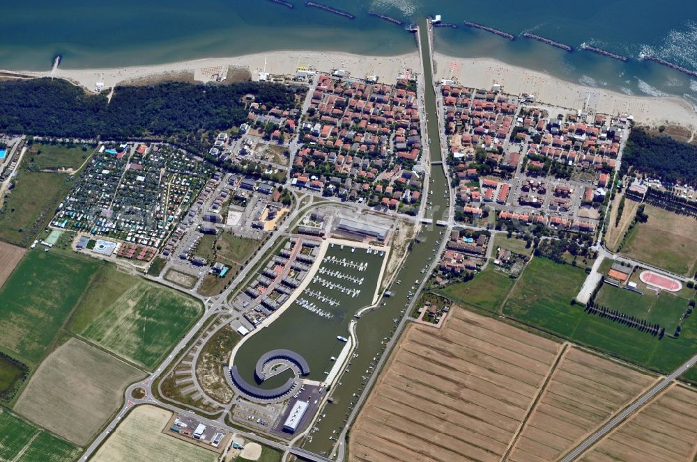 Aerial image Casal Borsetti - Coast resort and marina on the Adriatic Sea in Casal Borsetti in the province of Bologna in Italy