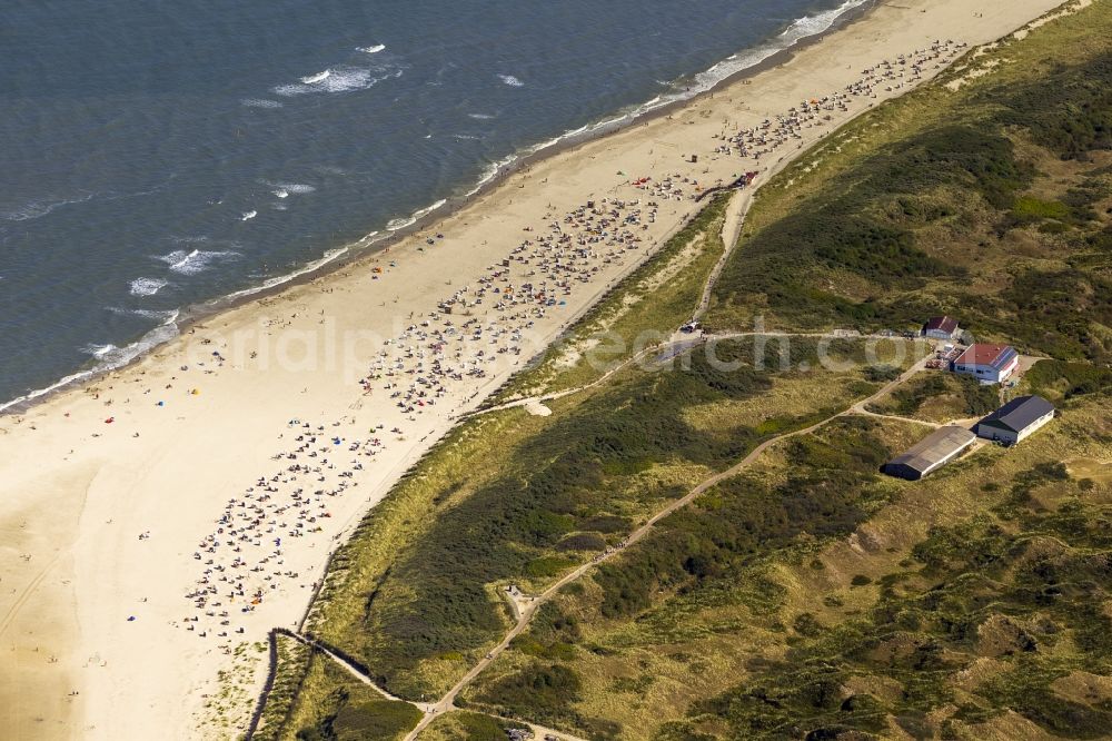 Spiekeroog from above - Coast of the island Spiekeroog as part of the East Frisian Islands in the Wadden Sea in Lower Saxony