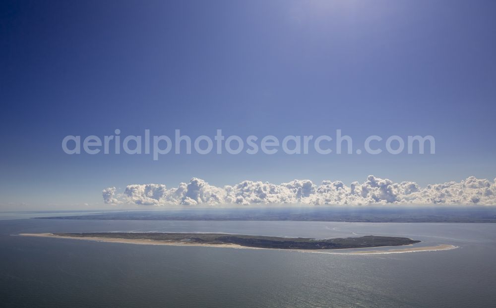 Spiekeroog from the bird's eye view: Coast of the island Spiekeroog as part of the East Frisian Islands in the Wadden Sea in Lower Saxony