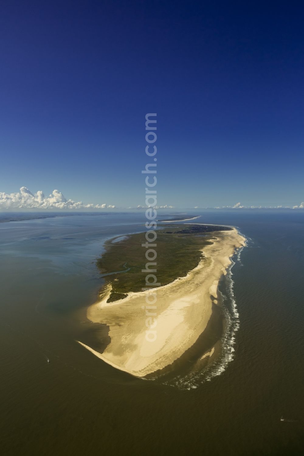 Wangerooge from above - Coast of the island Wangerooge as part of the East Frisian Islands in the Wadden Sea in Lower Saxony